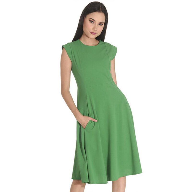 Vestido 3/4 Liso Linea a sin  Mangas Cuello Red... image number null