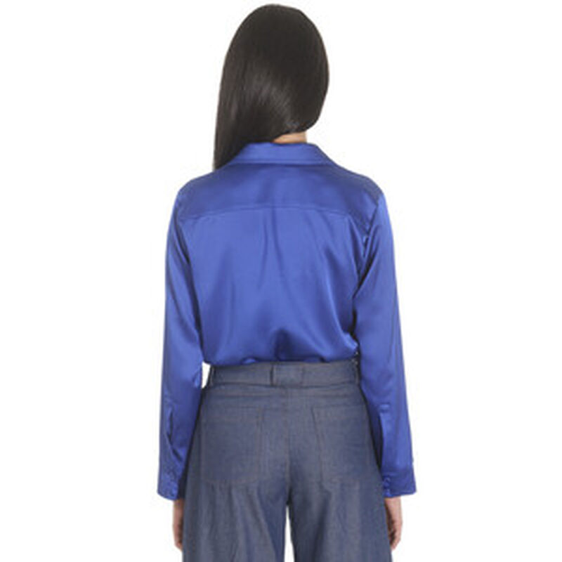 Camisa Lisa Satinada Cuello Camisero Manga Larg... image number null