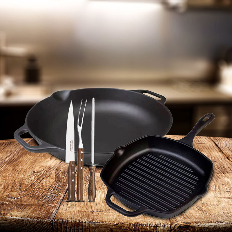 Sart&eacute;n Grill 25 cm + Paellera 33 cm + Utensilio... image number null