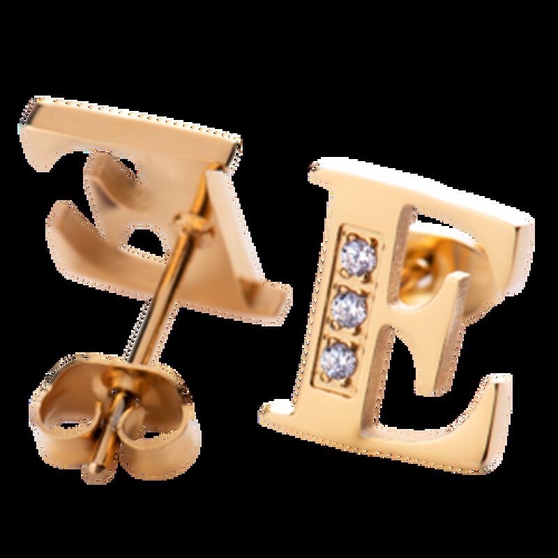 Aretes Mujer Oro 18k de Iniciales Letras con Zi... image number null