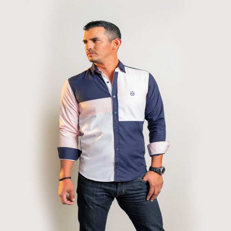Camisa para Caballero Combinado Blanca, Rosa y ... image number null