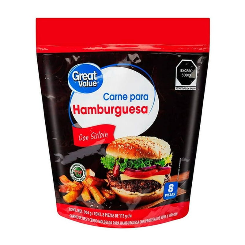Carne de hamburguesa Great Value con sirloin 11... image number null
