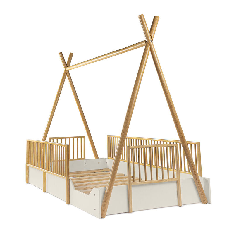 Cama Tipi Montessori de Madera con Barandales R... image number null