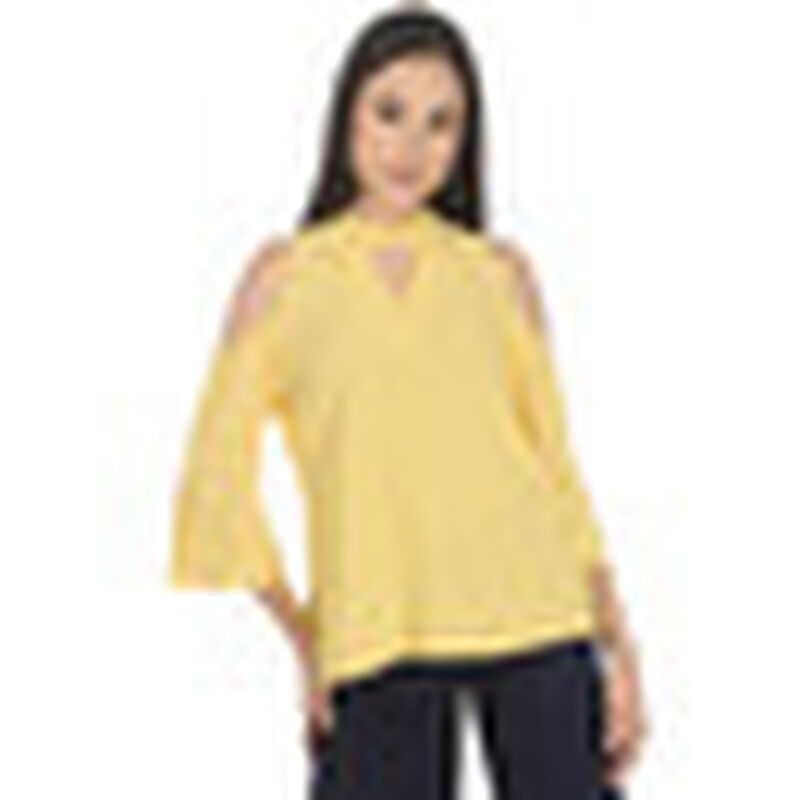 Blusa Lisa Linea a con Abertura Manga 3/4 Cuell... image number null