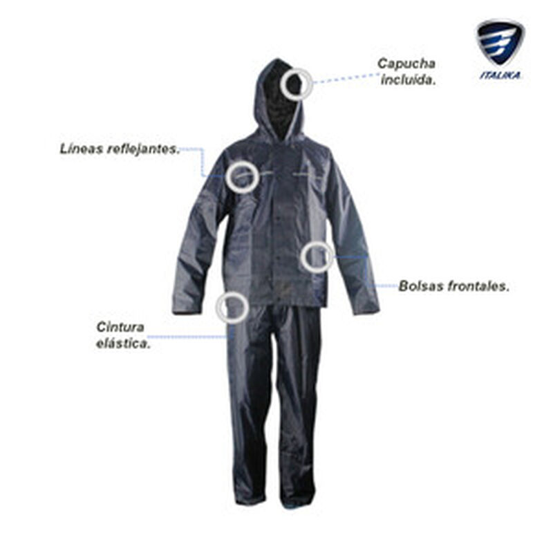 Impermeable Motociclista Italika chamarra gorro... image number null