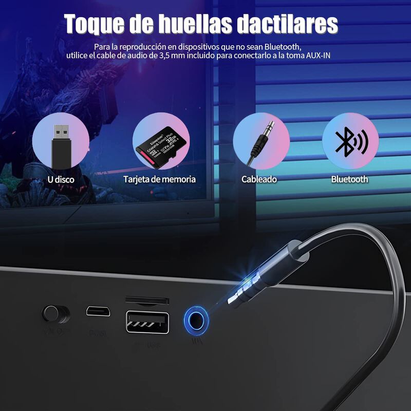 AXIDUN RGB Barra de Sonido Est&eacute;reo Bluetooth 5.... image number null
