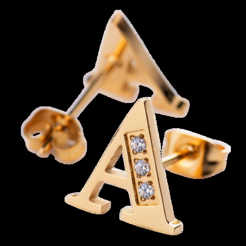 Aretes Mujer Oro 18k de Iniciales Letras con Zi... image number null
