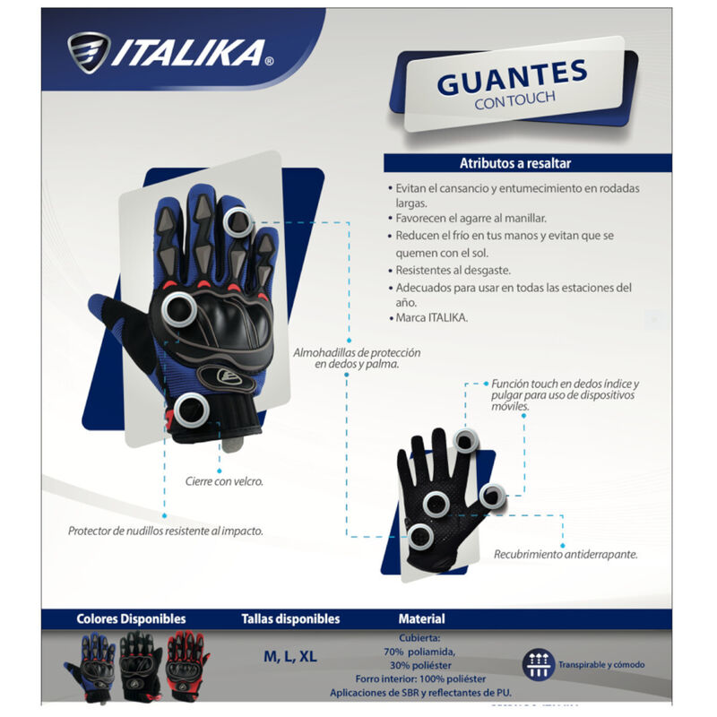 Guantes Moto Aptos Para Pantalla T&aacute;ctil Protecc... image number null