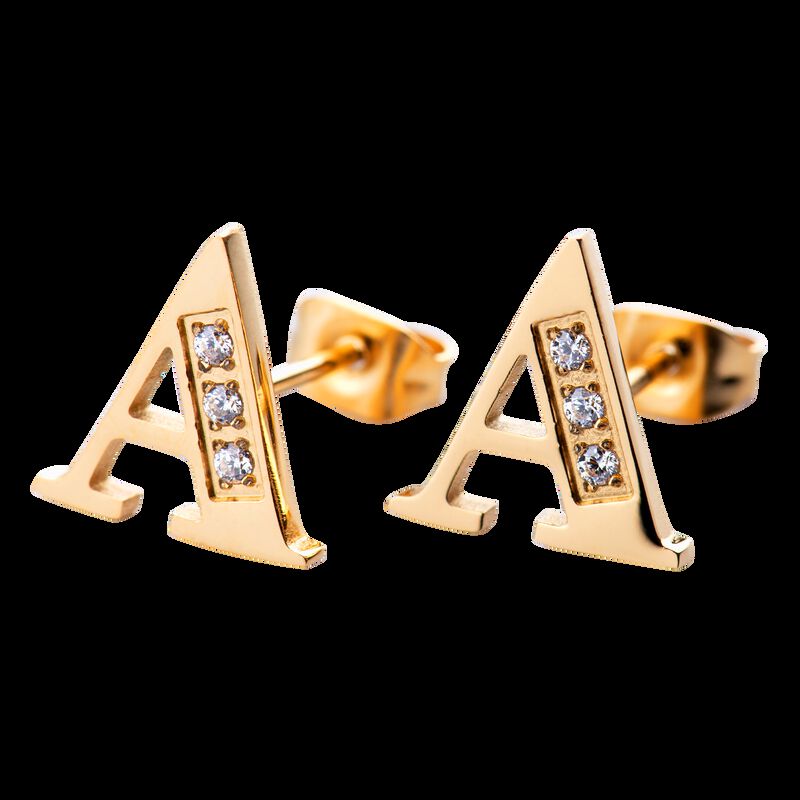 Aretes Mujer Oro 18k de Iniciales Letras con Zi... image number null