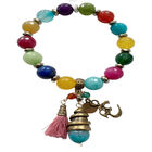 Pulsera De Hilo De Colores &Aacute;gatas Con Dije Om Metalico Luma