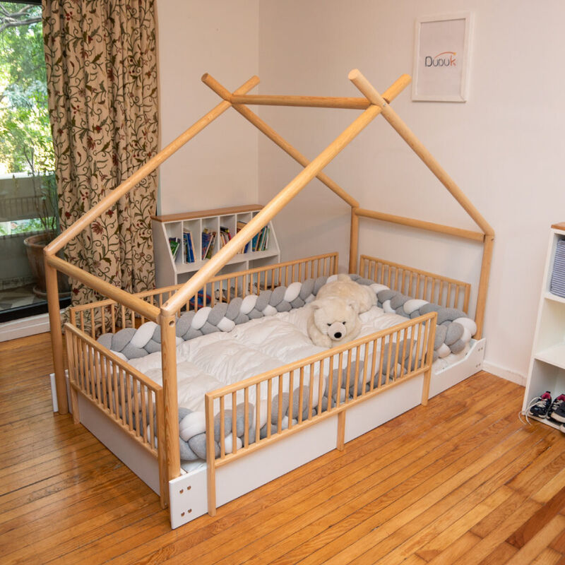 Cama Chalet Montessori de Madera con Barandales... image number null