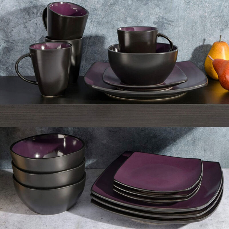 Vajilla Moderna Morado/Negro para 2 Personas 8p... image number null