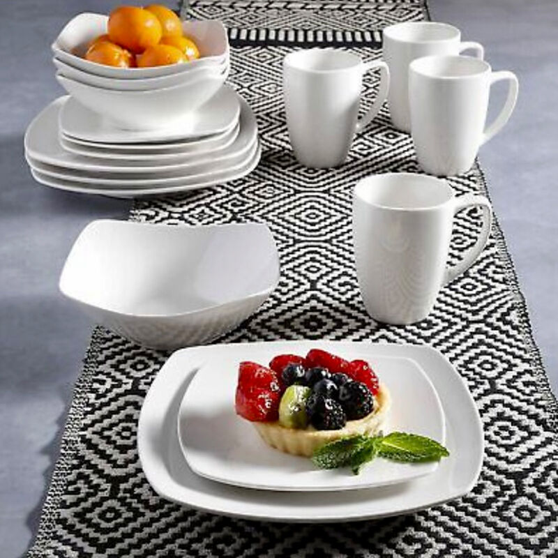 Vajilla Moderna Blanca Cuadrada para 10 Persona... image number null