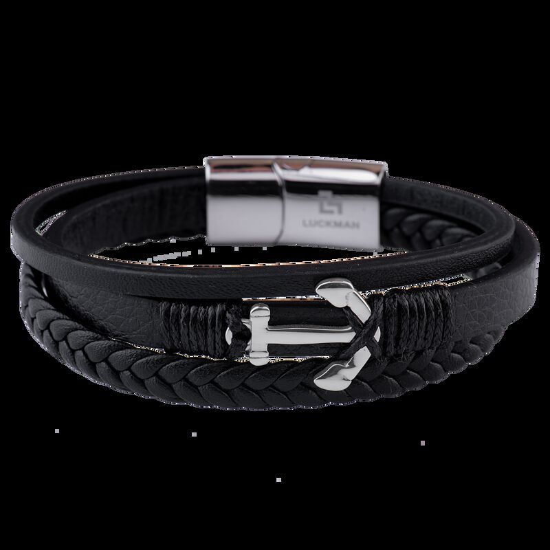 Pulsera de Ancla para Hombre. Brazalete de Cuer... image number null