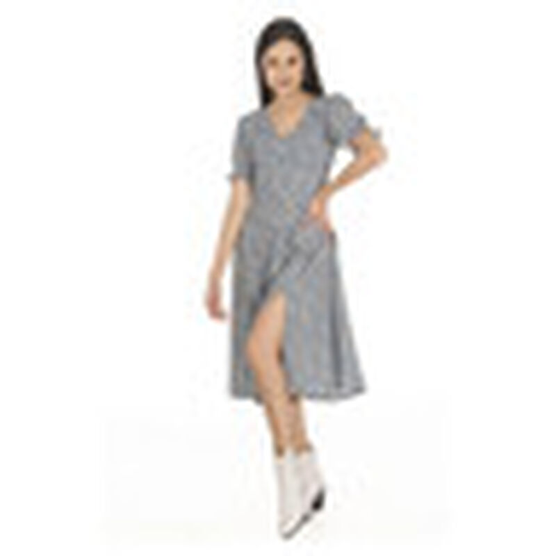 Vestido Midi Linea a con Aberturas Cuello V Man... image number null