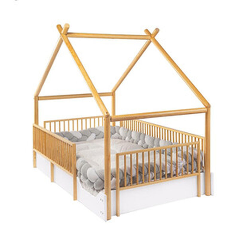 Cama Chalet Montessori de Madera con Barandales... image number null