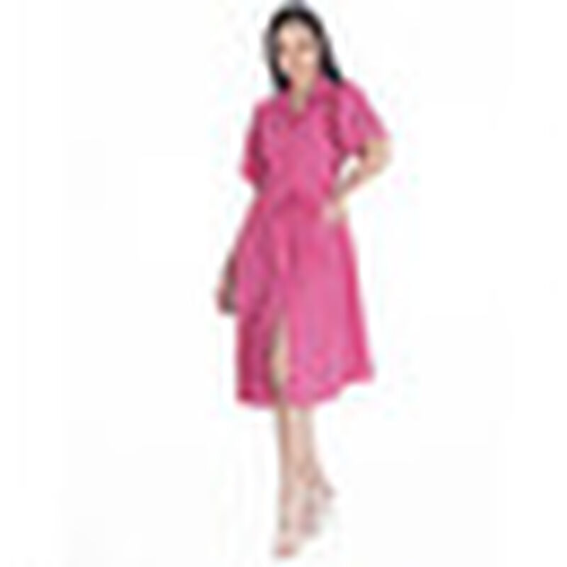 Vestido Camisero Midi con Cinturon Manga Corta ... image number null