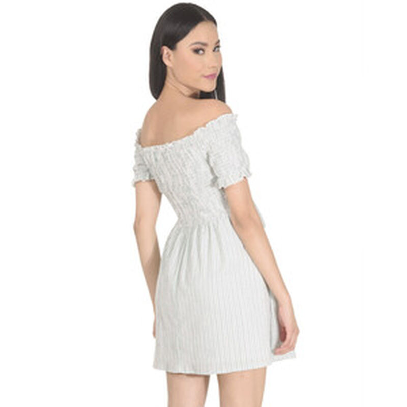 Vestido Mini a Rayas Semicircular Strapless con... image number null