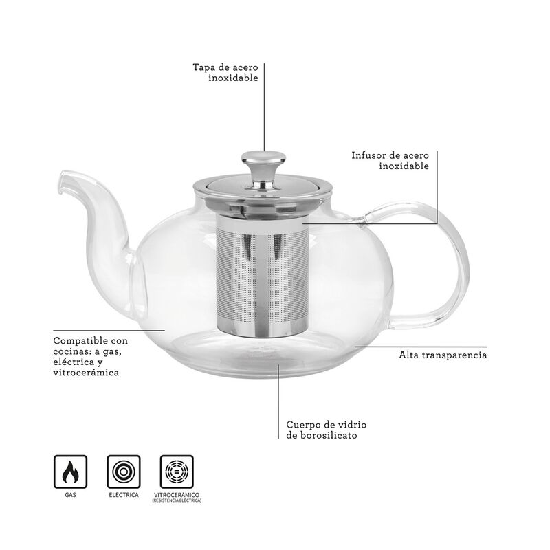 Tetera Tramontina De Vidrio 600 Ml image number null