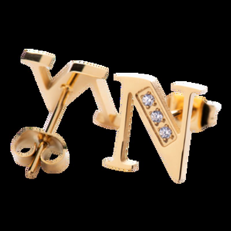 Aretes Mujer Oro 18k de Iniciales Letras con Zi... image number null