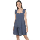 Vestido Corte Princesa Liso Casual Corto sin  Mangas Azu Gr