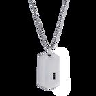 Collar para Hombre. Cadena con Dije de Placa con Zirconia C&uacute;bica Luckman, Acero Inoxidable Color Plata - Modelo Gavin